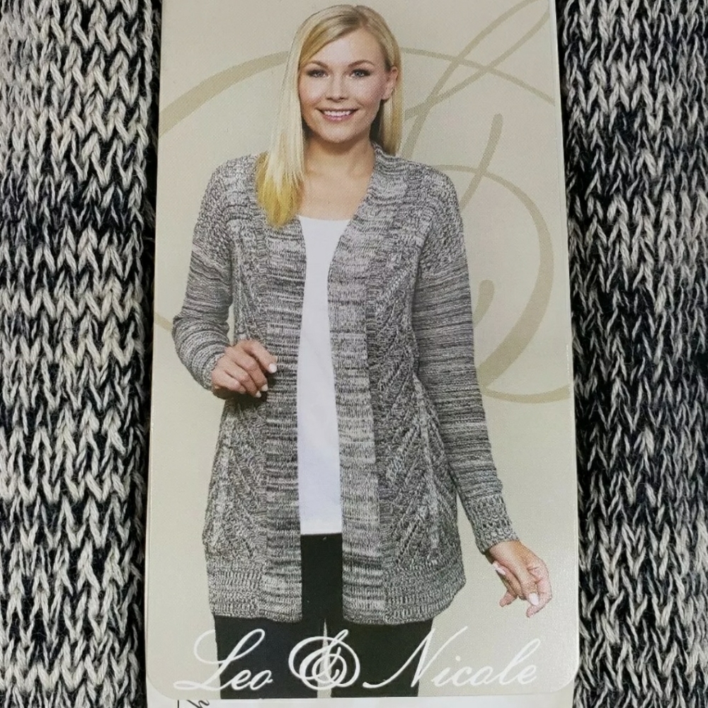 Leo and Nicole Women's Cardigan Open Front Marled